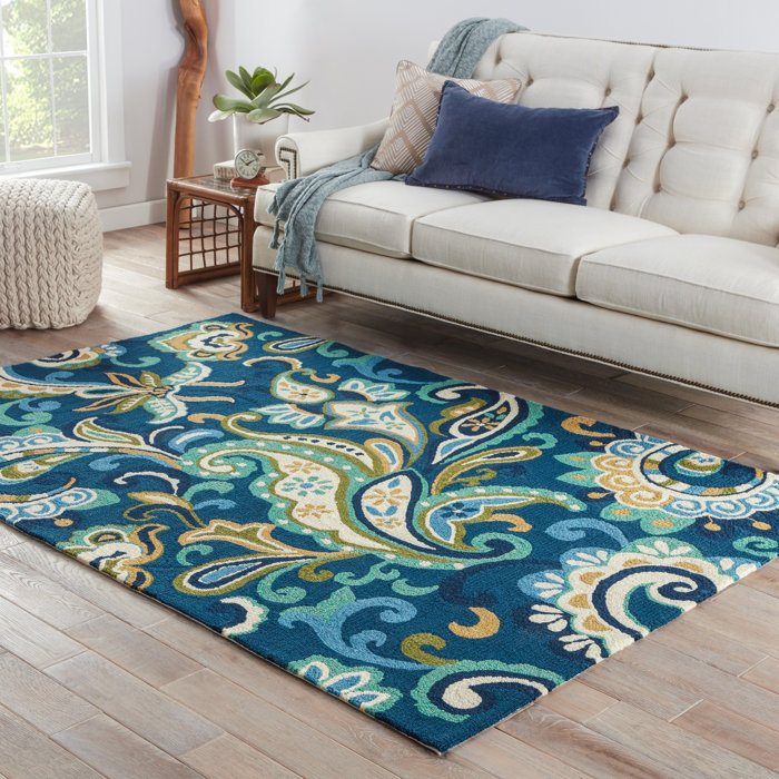 Winston Porter Breann Paisley Handmade Looped Blue Indoor/Outdoor Area